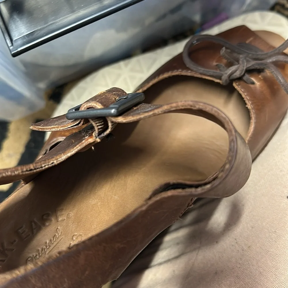 Kork-Ease Brown Bellevue Leather Wedge Sandal Lace-Up size 10